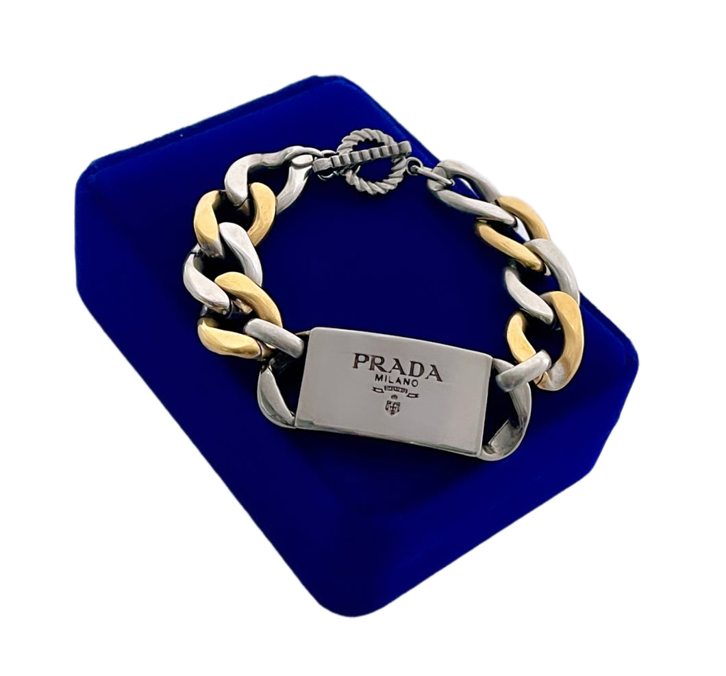 *Very Rare*Repurposed Prada Hardware Tag Mixed Metals Bracelet