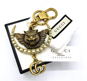 Repurposed Gucci KeyClasp & Bee Medallion Mix Metal Necklace