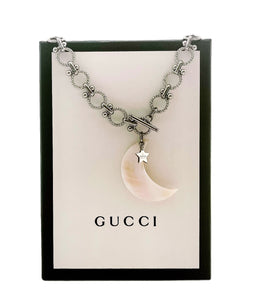 Custom Order Repurposed Gucci Star Sterling Charm & Mother of Pearl Crescent Moon Necklace