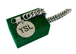 X~Large Repurposed Yves Saint Laurent Hammered Charm Bracelet