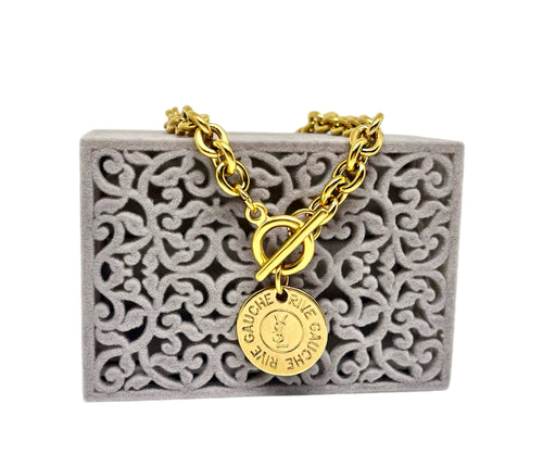 Repurposed Yves Saint Laurent Double Sided Charm Toggle Bracelet