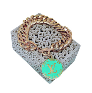 Repurposed Trunks and Bags Louis Vuitton Turquoise & Gold Charm Toggle Bracelet