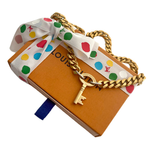 Repurposed Louis Vuitton Key Charm Mixed Metals Necklace