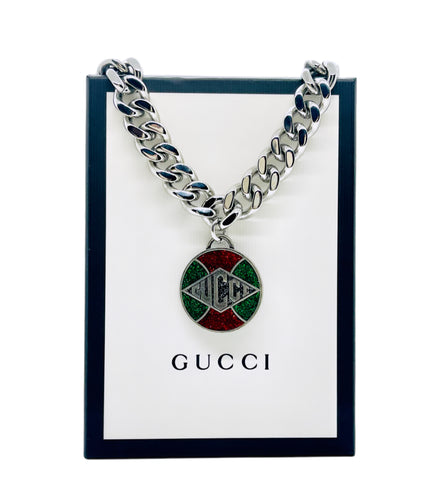 *Rare* Repurposed Red & Green Sparkly Gucci Coin Necklace