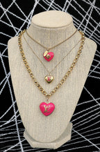 Load image into Gallery viewer, **Pre-Order** without mini Tag Charm**Medium Repurposed Gold &amp; Pink Enameled Louis Vuitton Heart Charm Necklace