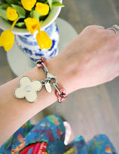 Load image into Gallery viewer, Large Repurposed Louis Vuitton White &amp; Silver Charm Convertible Bracelet/Necklace