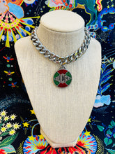 Load image into Gallery viewer, *Rare* Repurposed Red &amp; Green Sparkly Gucci Coin Necklace
