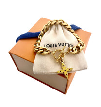 Load image into Gallery viewer, Repurposed Pink &amp; Yellow Louis Vuitton Flower Charm Bracelet