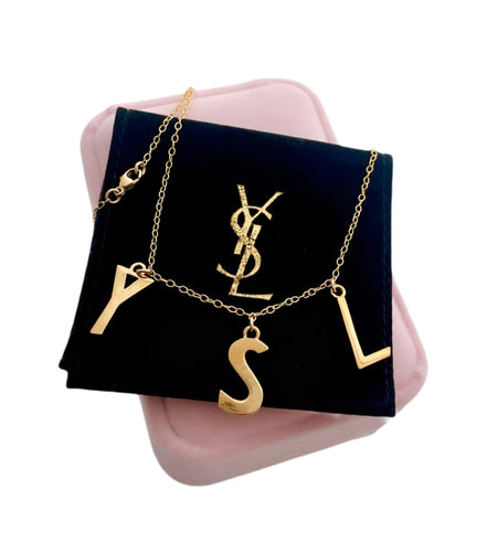 Repurposed YSL Floating Letter Charm Necklace