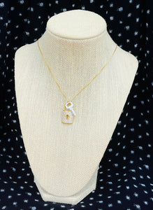 Repurposed Louis Vuitton Key Charm & Crystal Padlock Necklace