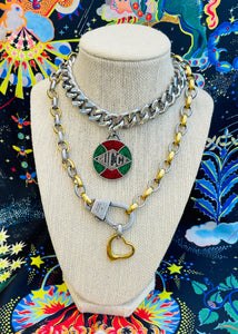 Repurposed Gucci Key Clasp with Interchangeable Heart & Bee Charms Necklace