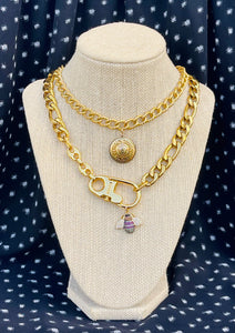 Repurposed 1990’s Gucci KeyClasp & Bee/Heart Charm Necklace