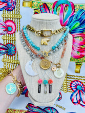 Load image into Gallery viewer, Repurposed Trunks and Bags Louis Vuitton Turquoise &amp; Gold Charm Toggle Bracelet