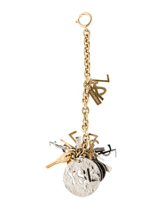 Repurposed Yves Saint Laurent Vertical Bar & Vintage Rose Charm Necklace