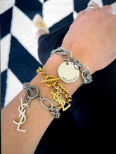 Load image into Gallery viewer, Repurposed Yves Saint Laurent Vertical Charm Toggle Bracelet
