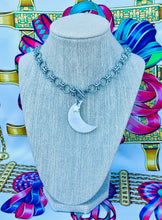 Load image into Gallery viewer, Custom Order Repurposed Gucci Star Sterling Charm &amp; Mother of Pearl Crescent Moon Necklace