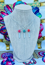 Load image into Gallery viewer, Repurposed Yves Saint Laurent Vertical Bar &amp; Vintage Rose Charm Necklace