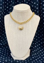 Load image into Gallery viewer, Repurposed Versace Medusa Button Textured Necklace