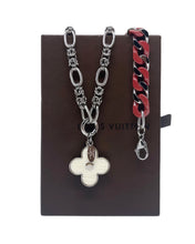 Load image into Gallery viewer, Large Repurposed Louis Vuitton White &amp; Silver Charm Convertible Bracelet/Necklace