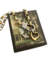 Load image into Gallery viewer, Repurposed Gucci Key Clasp with Interchangeable Heart &amp; Bee Charms Necklace