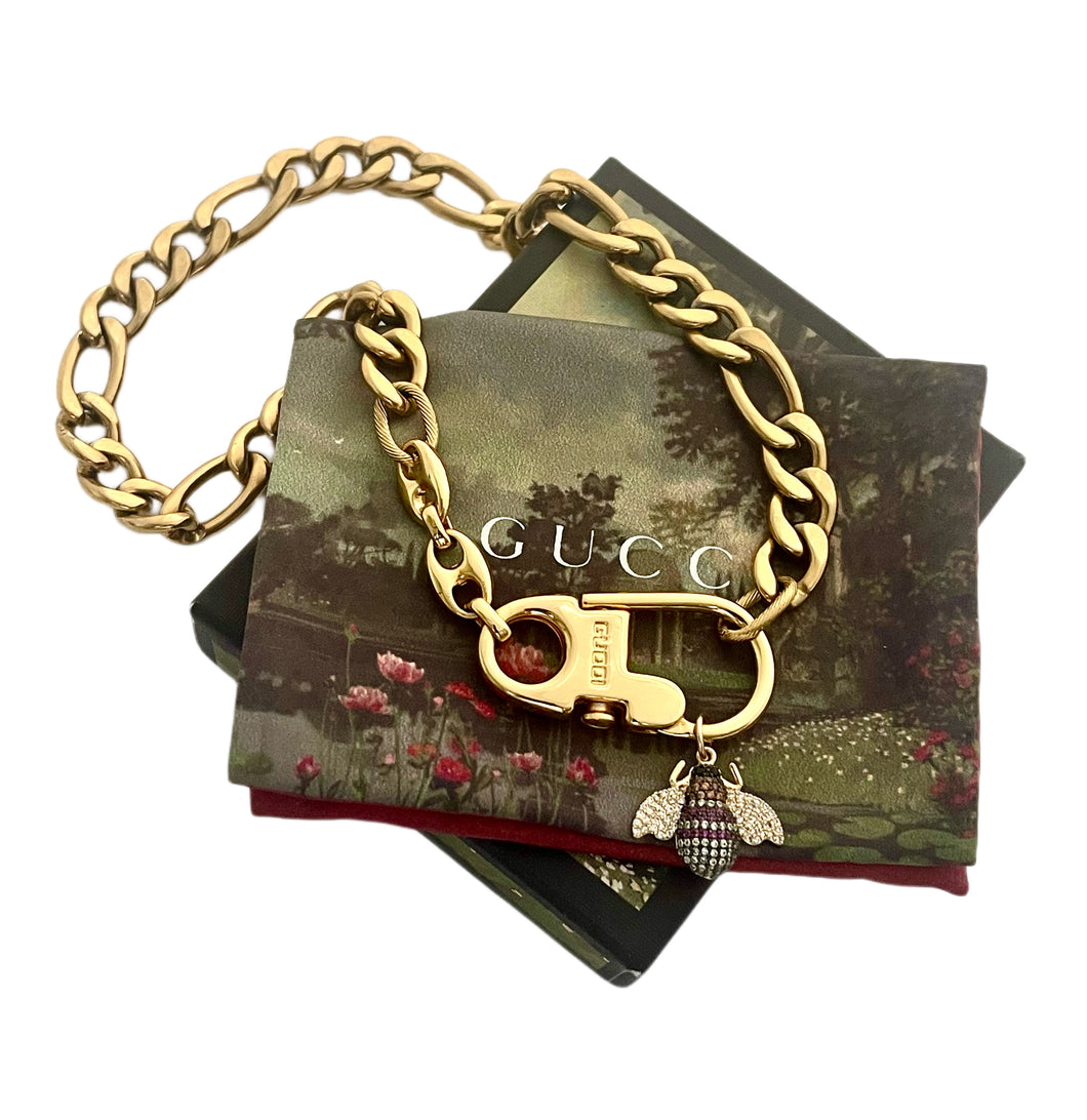 Repurposed 1990’s Gucci KeyClasp & Bee/Heart Charm Necklace