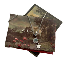 Load image into Gallery viewer, Repurposed Gucci Star Charm &amp; Blue Enameled Moon Necklace