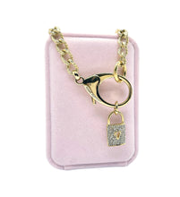 Load image into Gallery viewer, Repurposed Louis Vuitton Clasp &amp; Crystal Padlock Necklace