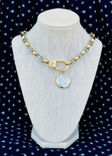 Load image into Gallery viewer, Repurposed Gucci KeyClasp &amp; Bee Medallion Mix Metal Necklace