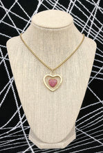 Load image into Gallery viewer, Repurposed Large Louis Vuitton Heart Cut-Out &amp; Crystal Charm Reversible Necklace