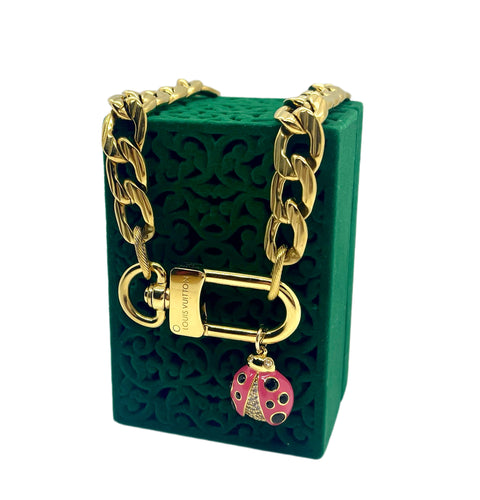 Repurposed Louis Vuitton KeyClasp & Lady Bug Charm Necklace