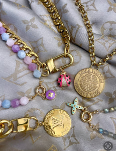 Large Repurposed Louis Vuitton Paris~London Coin Convertible Necklace/Bracelet