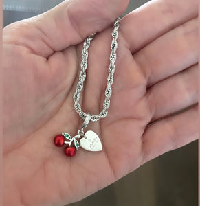 Repurposed Gucci Heart Charm and Cherry Necklace