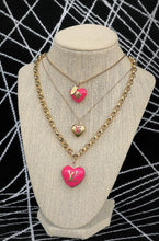 Load image into Gallery viewer, Medium Repurposed Louis Vuitton Pink &amp; Gold Heart Charm Necklace