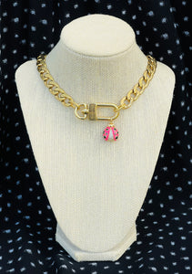 Repurposed Louis Vuitton KeyClasp & Lady Bug Charm Necklace