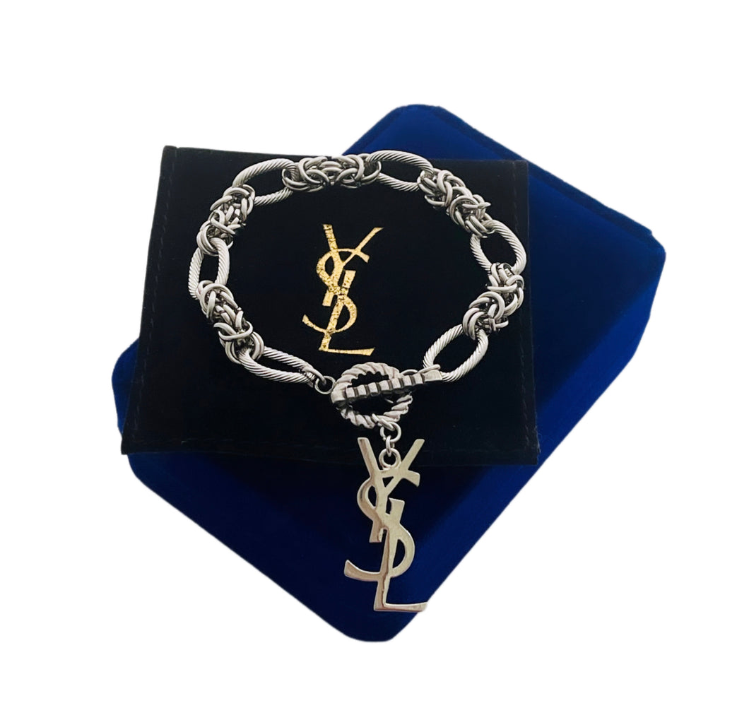 Repurposed Yves Saint Laurent Vertical Charm Toggle Bracelet