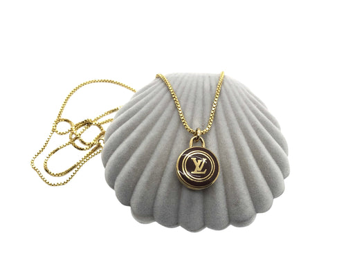 Repurposed Louis Vuitton Signature Logo Charm Necklace
