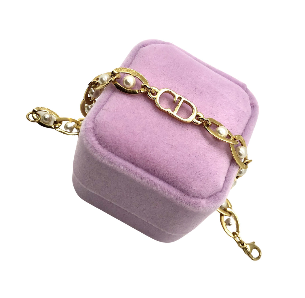 Repurposed Vintage Dior Cut-Out CD Charm Bracelet