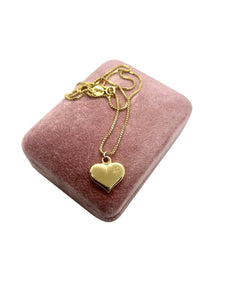 Small Vintage Gold Repurposed Louis Vuitton Heart Charm Necklace