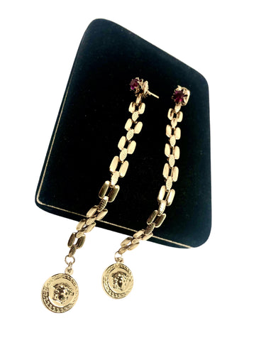 Repurposed Versace Medusa Vintage Crystal Earrings