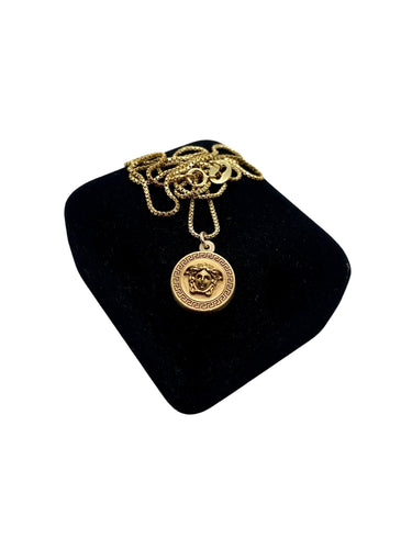 Repurposed Rare Versace Matte Gold Medusa Necklace