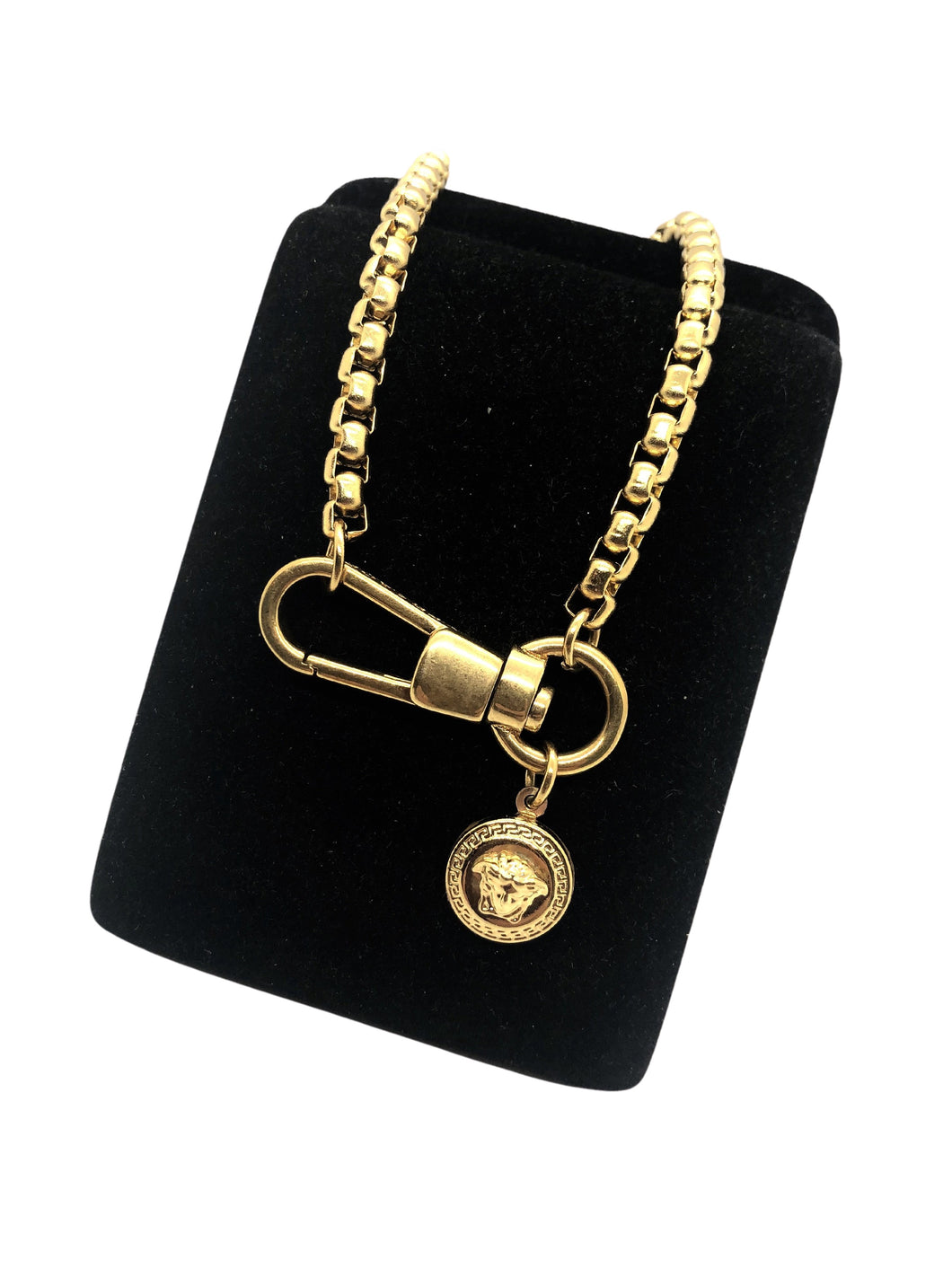 Repurposed Versace Medusa Charm Gold Necklace