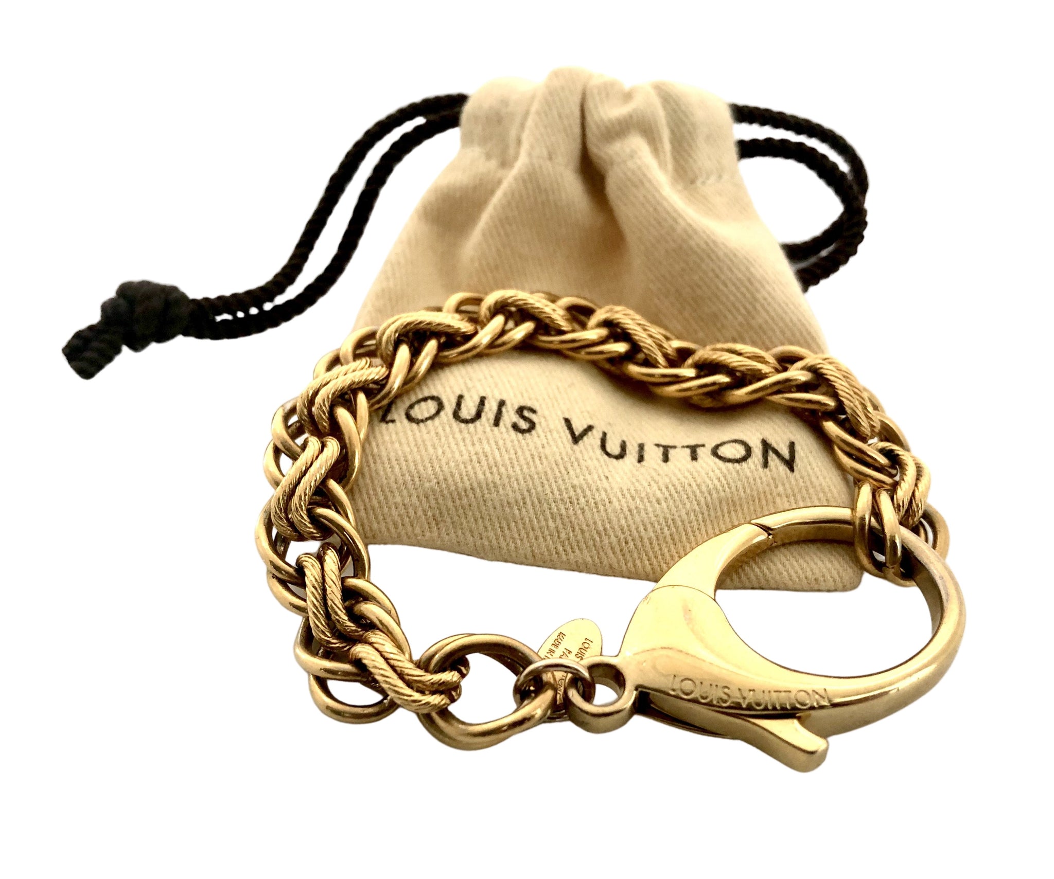 Repurposed Vintage Louis Vuitton Gold Clasp Double Link Bracelet –  DesignerJewelryCo