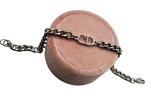 Repurposed Dior Cut-Out Charm Silver  Bracelet