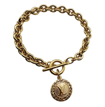 Load image into Gallery viewer, Repurposed Very Rare Louis Vuitton Textured Gold Button Bracelet