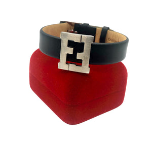 Repurposed Fendi Cut~Out Charm Leather Bracelet