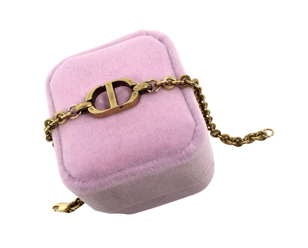 Repurposed Christian Dior Montaigne Charm  Antique Gold Bracelet