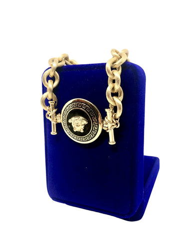 Repurposed Black & Gold Versace Iconic Medusa Chocker