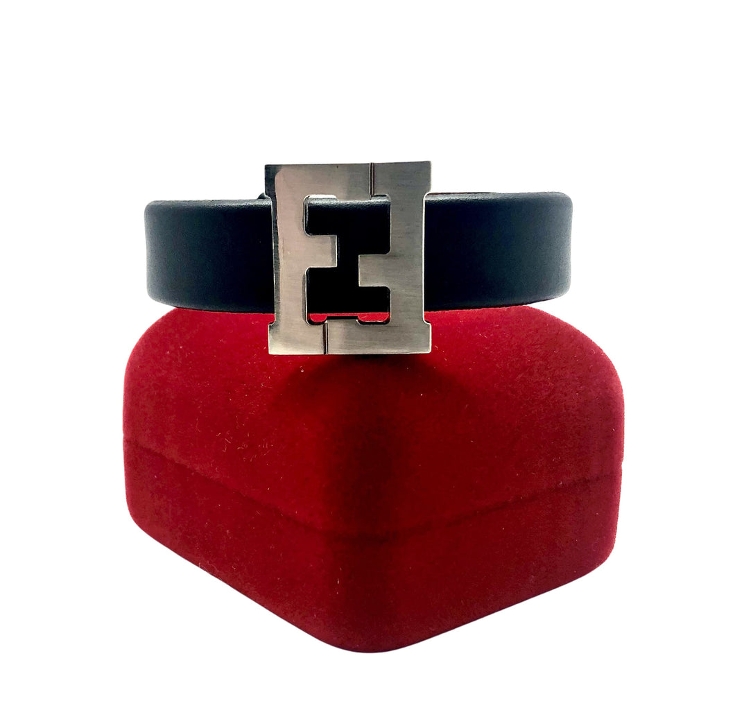 Repurposed Fendi Cut~Out Charm Leather Bracelet
