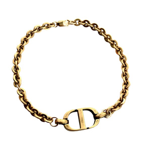 Repurposed Christian Dior Montaigne Charm  Antique Gold Bracelet