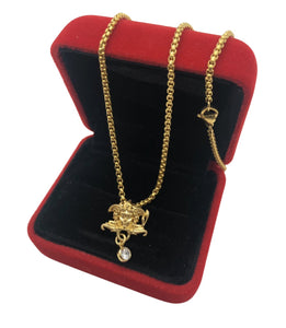 Repurposed Versace Iconic Medusa Charm Crystal Necklace